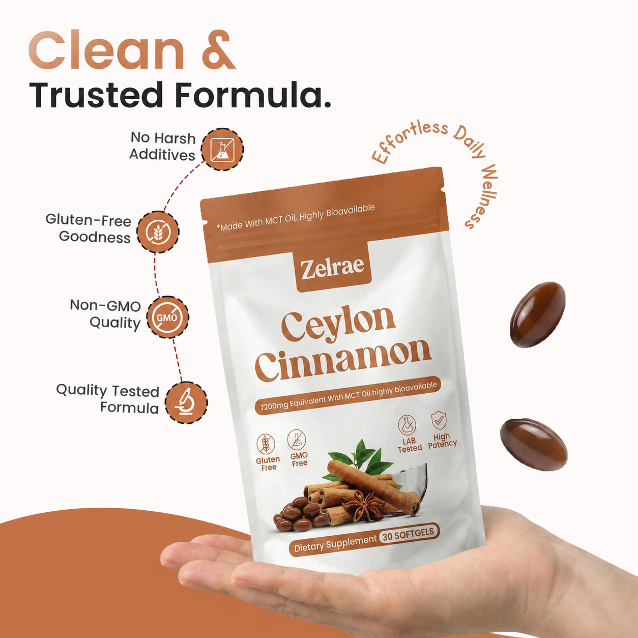 Ceylon Cinnamon 7200mg Equivalent with MCT Oil